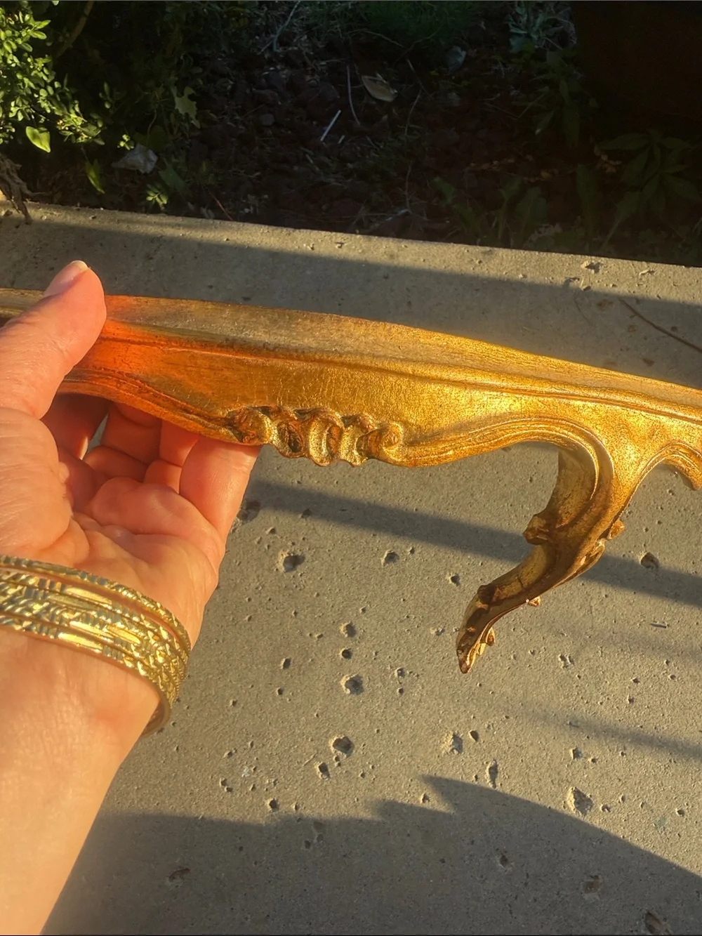 VTG Handmade Gold Gilt Italian Florentine Ornate Carved Wall Shelf - 13 1/2”